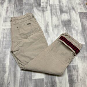 ✅Womens 34 X 28 Woolrich Flannel Lined Pants Beige Straight Leg Vintage